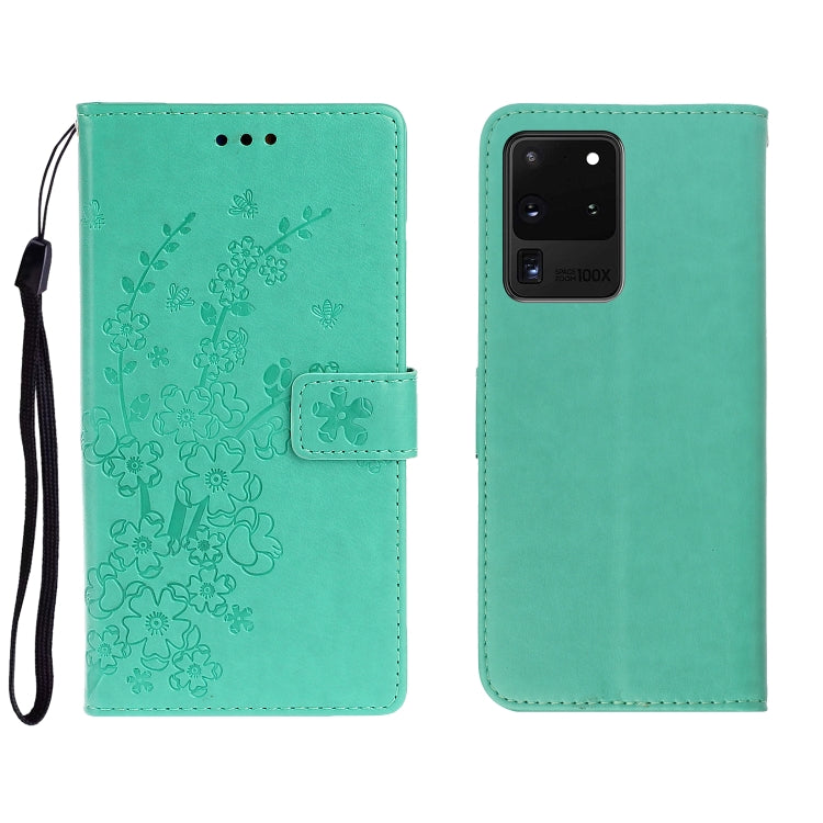 For Galaxy S20 Ultra Plum Blossom Pattern Left and Right Flip Leather Case with Bracket & Card Slot & Wallet & Lanyard