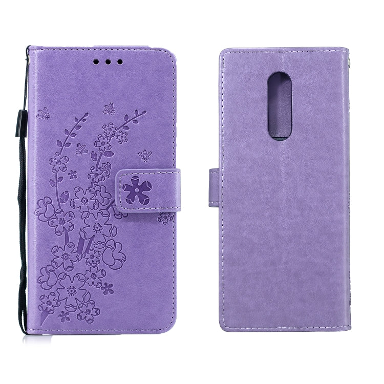 For Sony Xperia 1 Plum Blossom Pattern Left and Right Flip Leather Case with Bracket & Card Slot & Wallet & Lanyard