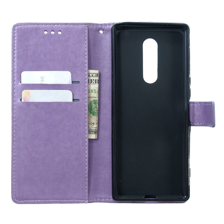 For Sony Xperia 1 Plum Blossom Pattern Left and Right Flip Leather Case with Bracket & Card Slot & Wallet & Lanyard