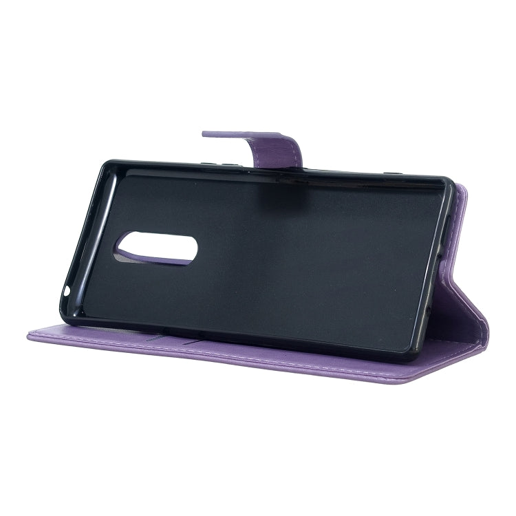 For Sony Xperia 1 Plum Blossom Pattern Left and Right Flip Leather Case with Bracket & Card Slot & Wallet & Lanyard