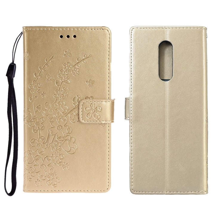 For Sony Xperia 1 Plum Blossom Pattern Left and Right Flip Leather Case with Bracket & Card Slot & Wallet & Lanyard