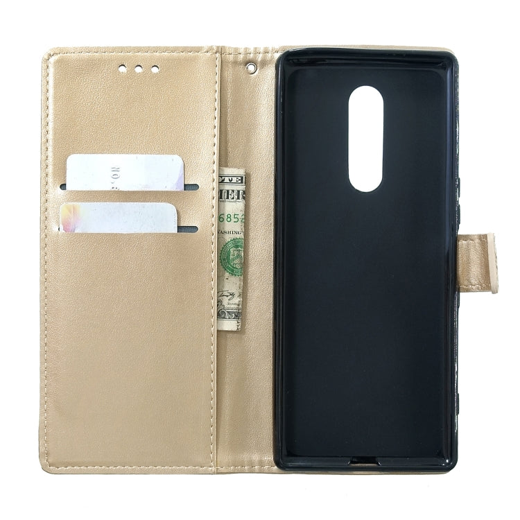 For Sony Xperia 1 Plum Blossom Pattern Left and Right Flip Leather Case with Bracket & Card Slot & Wallet & Lanyard