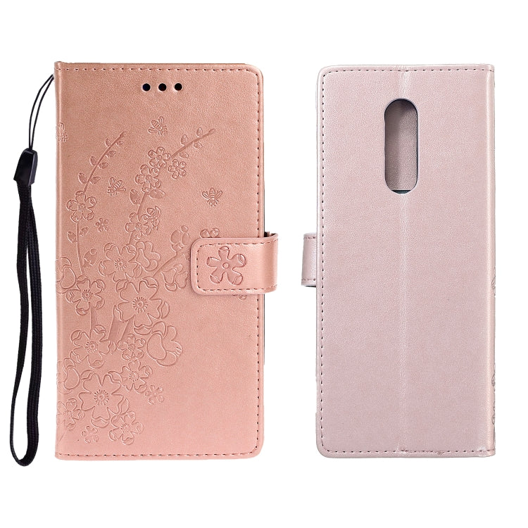 For Sony Xperia 1 Plum Blossom Pattern Left and Right Flip Leather Case with Bracket & Card Slot & Wallet & Lanyard