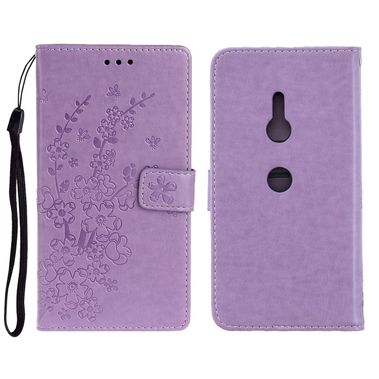 For Sony Xperia XZ3 Plum Blossom Pattern Left and Right Flip Leather Case with Bracket & Card Slot & Wallet & Lanyard