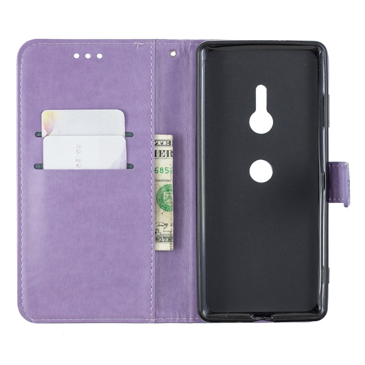 For Sony Xperia XZ3 Plum Blossom Pattern Left and Right Flip Leather Case with Bracket & Card Slot & Wallet & Lanyard