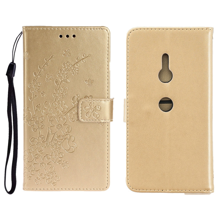 For Sony Xperia XZ3 Plum Blossom Pattern Left and Right Flip Leather Case with Bracket & Card Slot & Wallet & Lanyard
