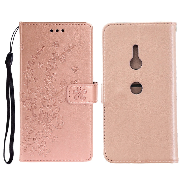 For Sony Xperia XZ3 Plum Blossom Pattern Left and Right Flip Leather Case with Bracket & Card Slot & Wallet & Lanyard