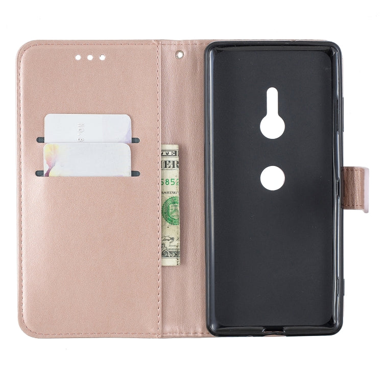 For Sony Xperia XZ3 Plum Blossom Pattern Left and Right Flip Leather Case with Bracket & Card Slot & Wallet & Lanyard