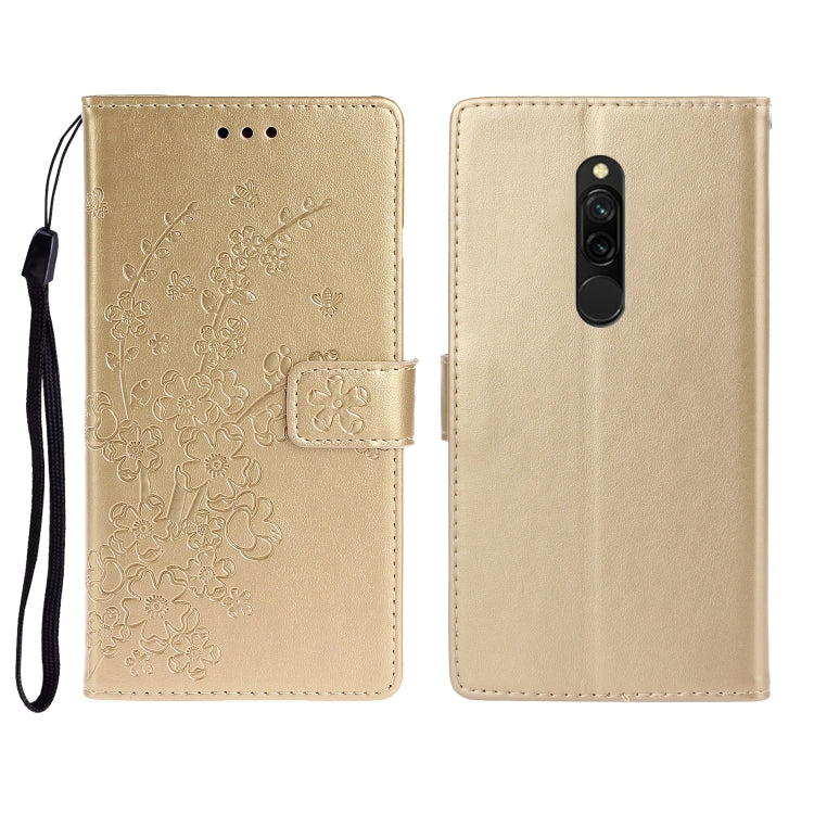 For Redmi 8 Plum Blossom Pattern Left and Right Flip Leather Case with Bracket & Card Slot & Wallet & Lanyard
