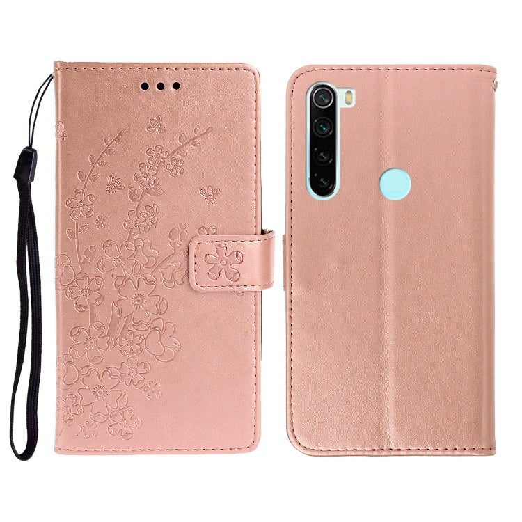 For Redmi Note 8 Pro Plum Blossom Pattern Left and Right Flip Leather Case with Bracket & Card Slot & Wallet & Lanyard