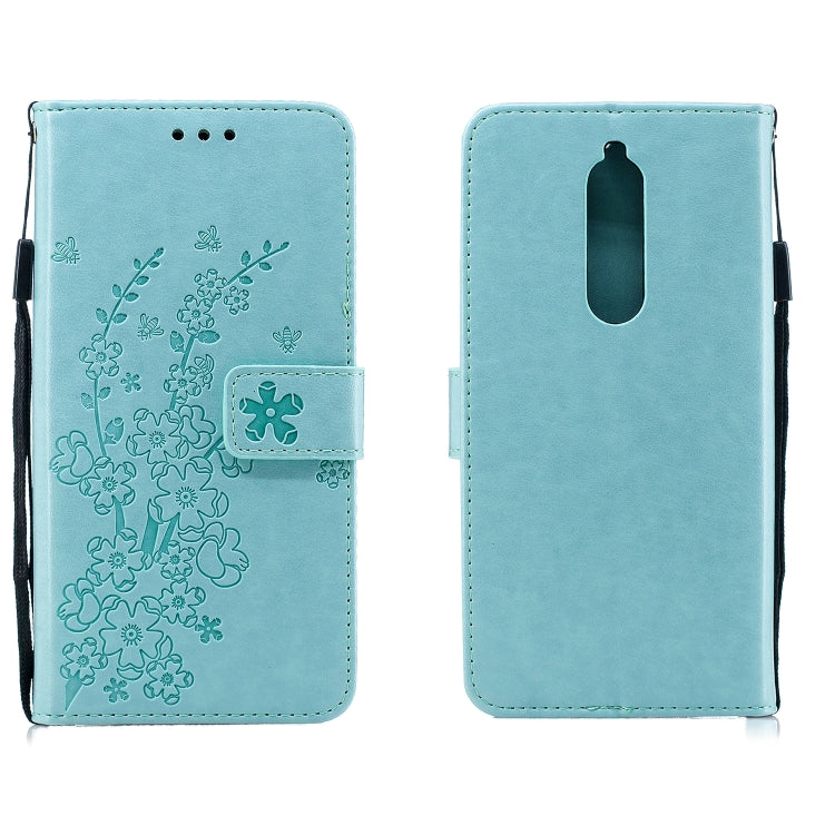 For Nokia 5.1 Plum Blossom Pattern Left and Right Flip Leather Case with Bracket & Card Slot & Wallet & Lanyard