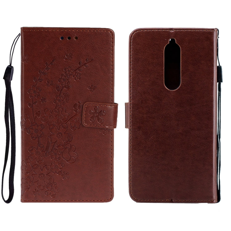 For Nokia 5.1 Plum Blossom Pattern Left and Right Flip Leather Case with Bracket & Card Slot & Wallet & Lanyard