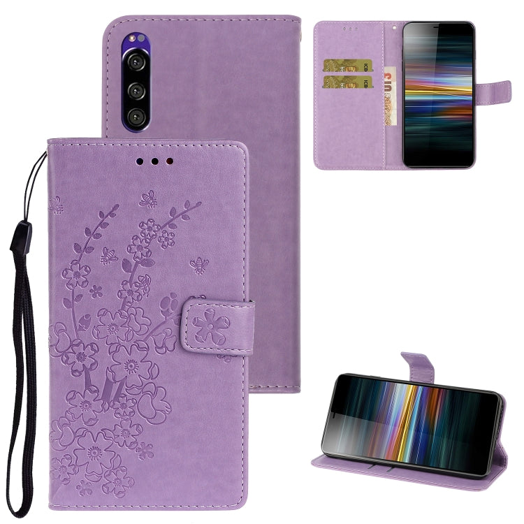 For Sony Xperia XZ5 Plum Blossom Pattern Left and Right Flip Leather Case with Bracket & Card Slot & Wallet & Lanyard