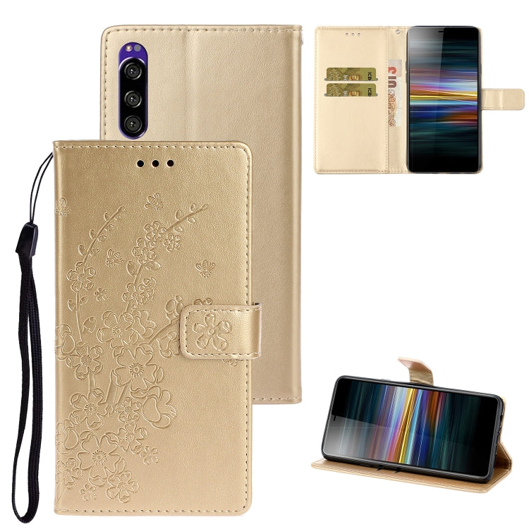 For Sony Xperia XZ5 Plum Blossom Pattern Left and Right Flip Leather Case with Bracket & Card Slot & Wallet & Lanyard