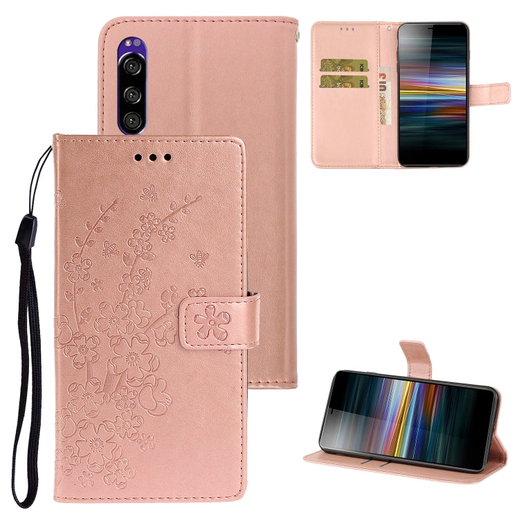 For Sony Xperia XZ5 Plum Blossom Pattern Left and Right Flip Leather Case with Bracket & Card Slot & Wallet & Lanyard