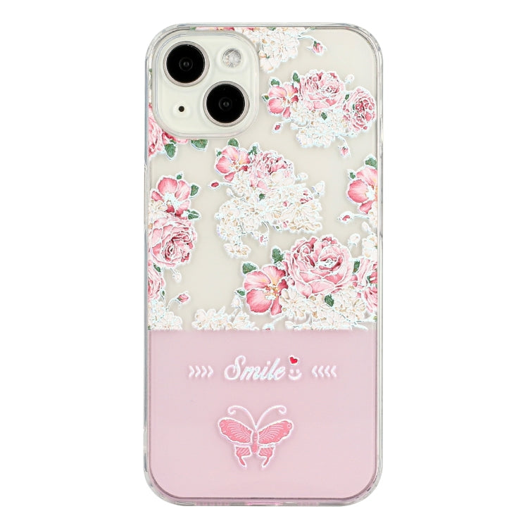 For iPhone 14 Bronzing Butterfly Flower TPU Phone Case
