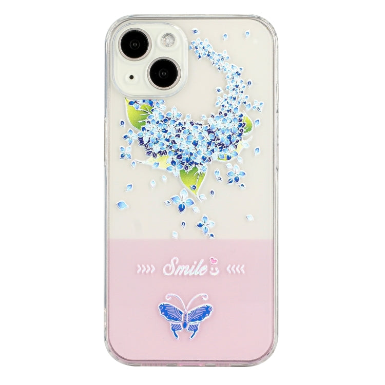 For iPhone 14 Bronzing Butterfly Flower TPU Phone Case