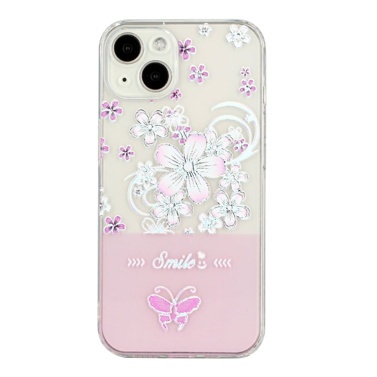 For iPhone 14 Bronzing Butterfly Flower TPU Phone Case