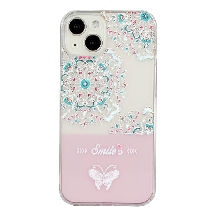 For iPhone 14 Bronzing Butterfly Flower TPU Phone Case