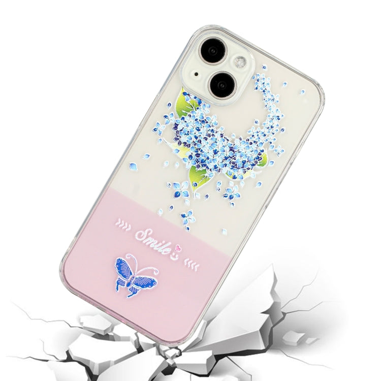 For iPhone 14 Bronzing Butterfly Flower TPU Phone Case