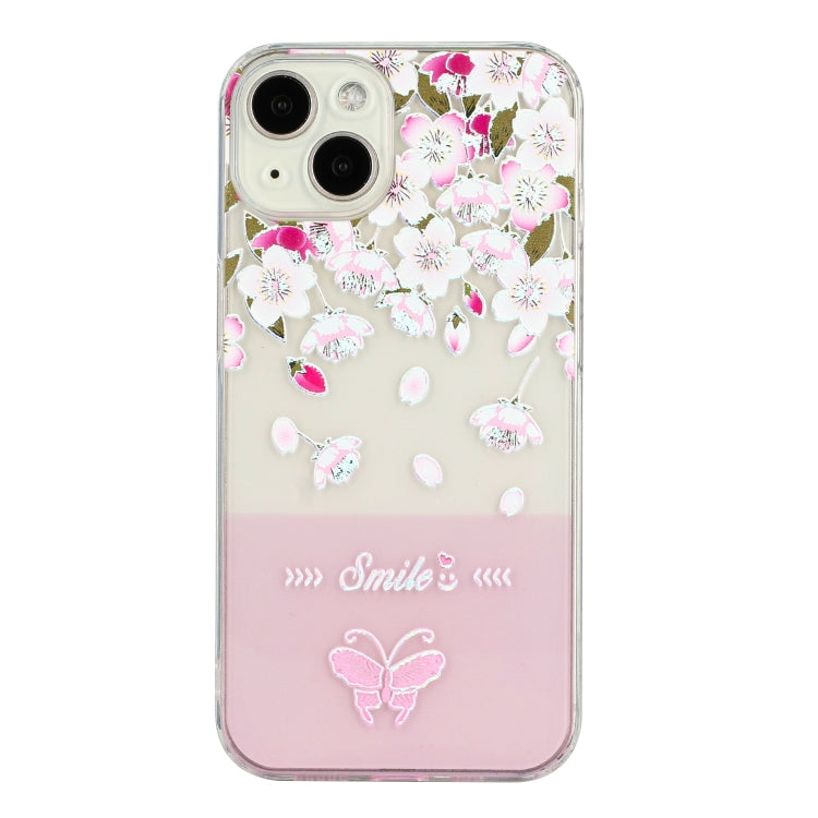 For iPhone 14 Bronzing Butterfly Flower TPU Phone Case Max