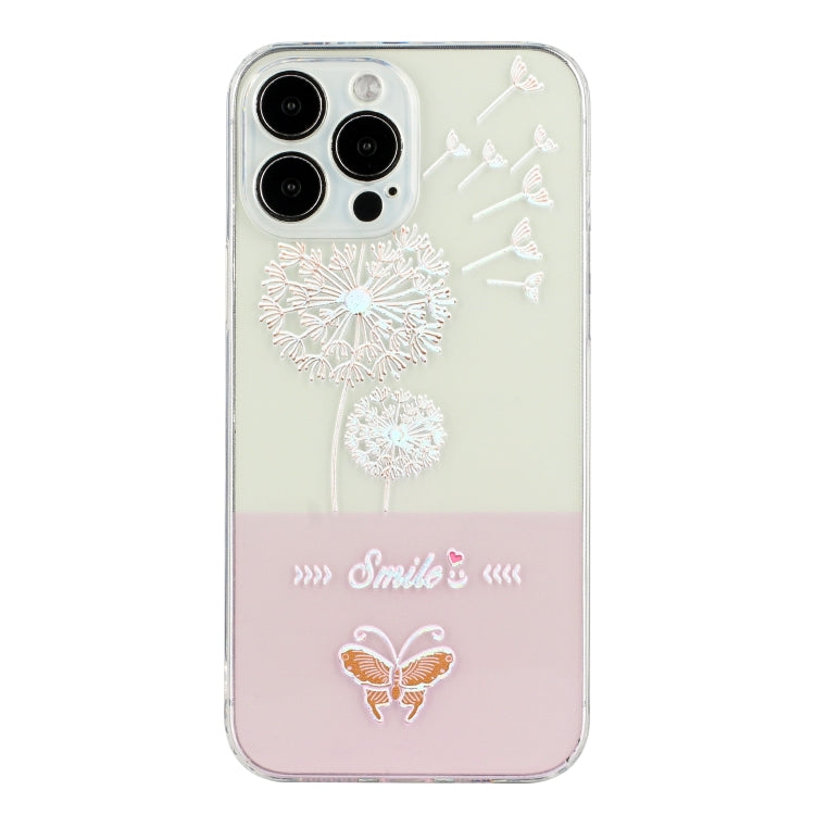 For iPhone 14 Pro Bronzing Butterfly Flower TPU Phone Case