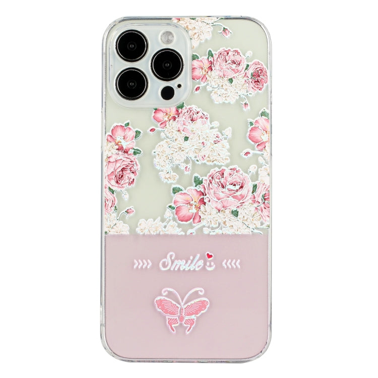 For iPhone 14 Pro Max Bronzing Butterfly Flower TPU Phone Case