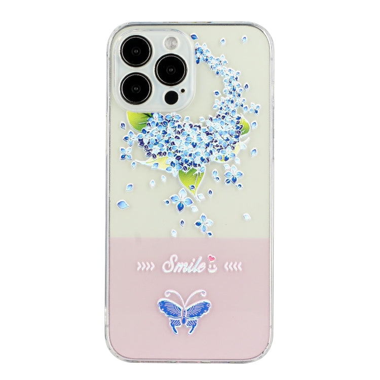 For iPhone 14 Pro Max Bronzing Butterfly Flower TPU Phone Case