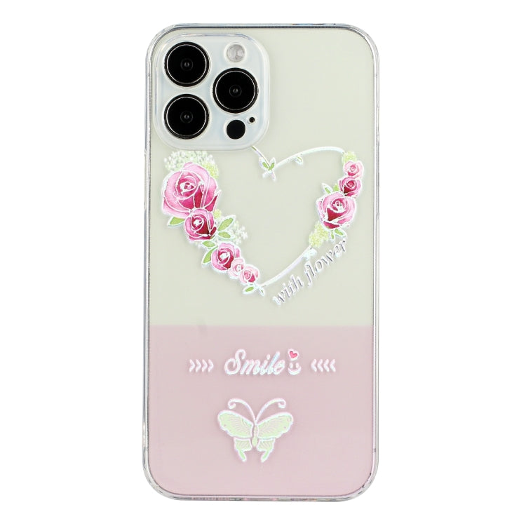 For iPhone 14 Pro Max Bronzing Butterfly Flower TPU Phone Case