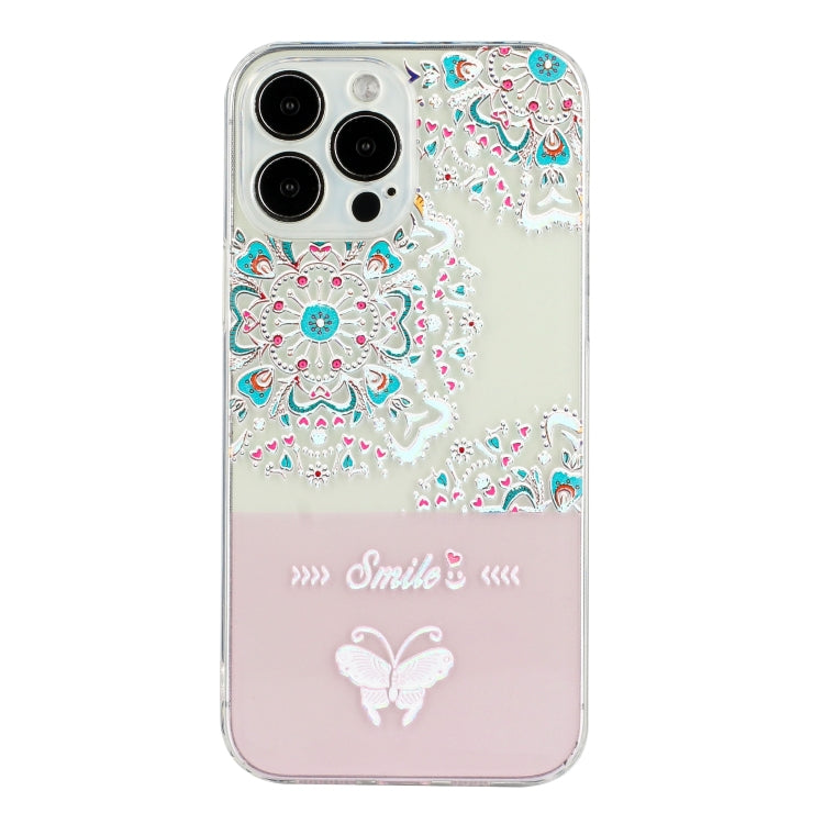 For iPhone 14 Pro Max Bronzing Butterfly Flower TPU Phone Case