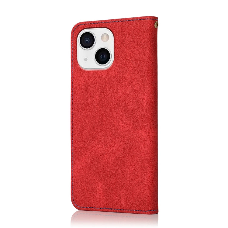 For iPhone 14 Dual-color Stitching Leather Phone Case