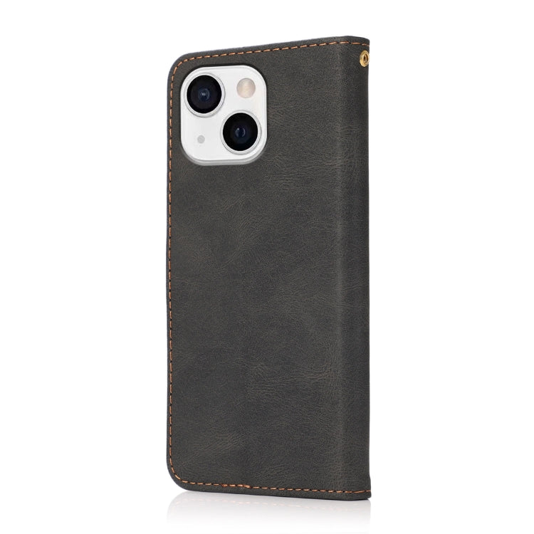 For iPhone 14 Dual-color Stitching Leather Phone Case