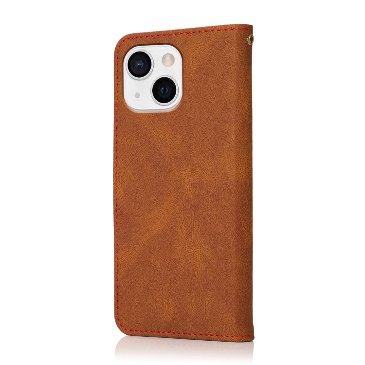 For iPhone 14 Dual-color Stitching Leather Phone Case