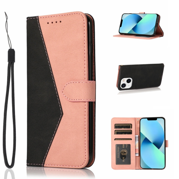 For iPhone 14 Dual-color Stitching Leather Phone Case