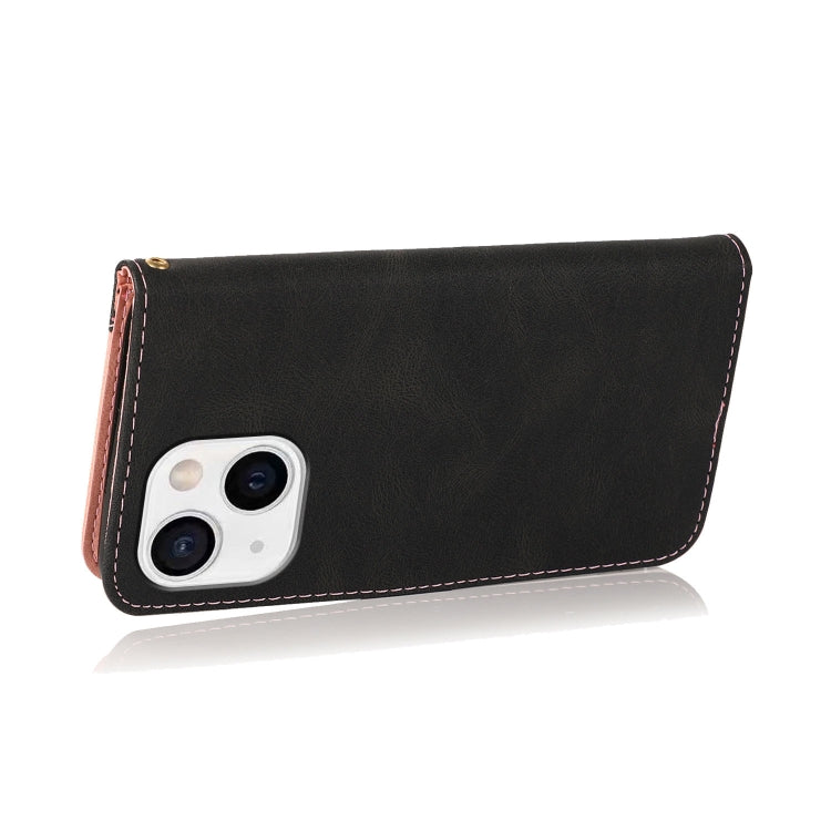 For iPhone 14 Dual-color Stitching Leather Phone Case