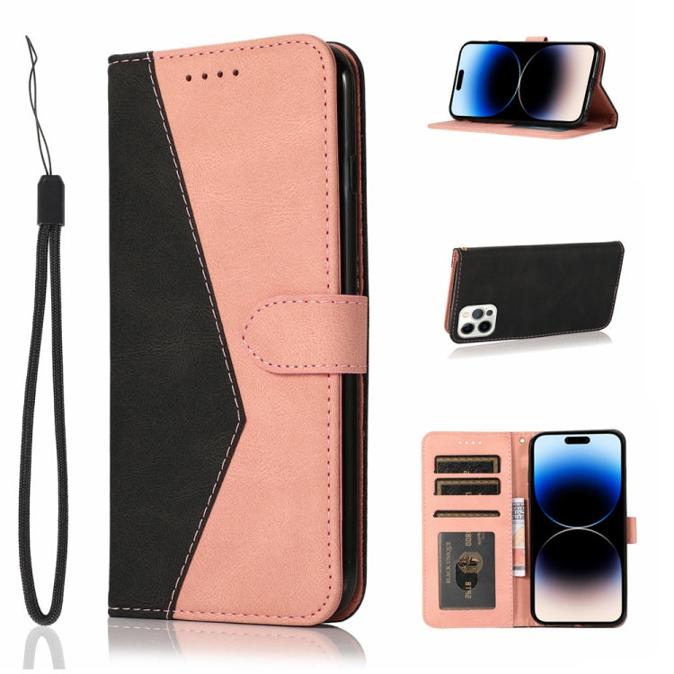 For iPhone 14 Pro Dual-color Stitching Leather Phone Case