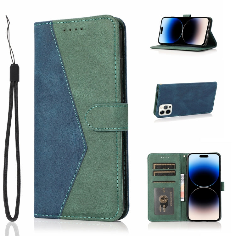 For iPhone 14 Pro Max Dual-color Stitching Leather Phone Case