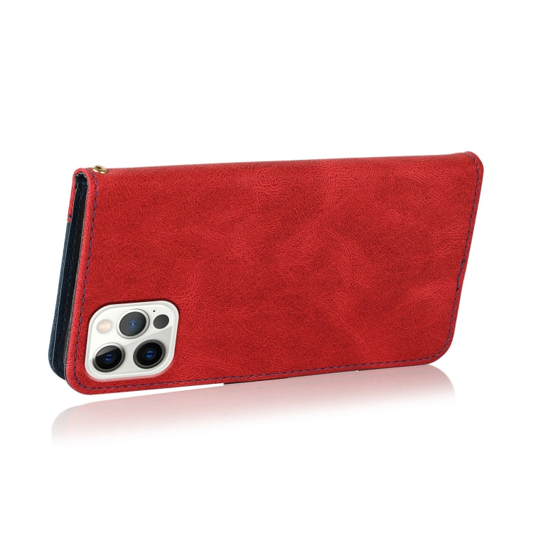 For iPhone 14 Pro Max Dual-color Stitching Leather Phone Case