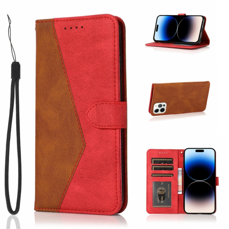 For iPhone 14 Pro Max Dual-color Stitching Leather Phone Case