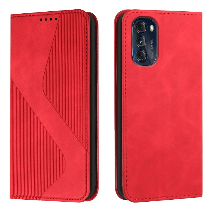 For Motorola Moto G 2022 Skin Feel Magnetic S-type Solid Color Leather Phone Case