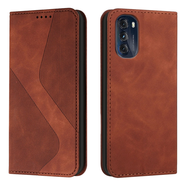 For Motorola Moto G 2022 Skin Feel Magnetic S-type Solid Color Leather Phone Case