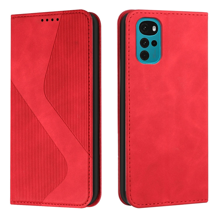 For Motorola Moto G22 Skin Feel Magnetic S-type Solid Color Leather Phone Case