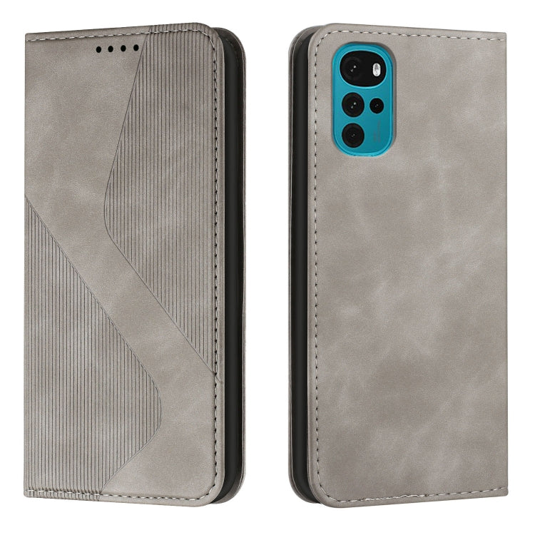 For Motorola Moto G22 Skin Feel Magnetic S-type Solid Color Leather Phone Case