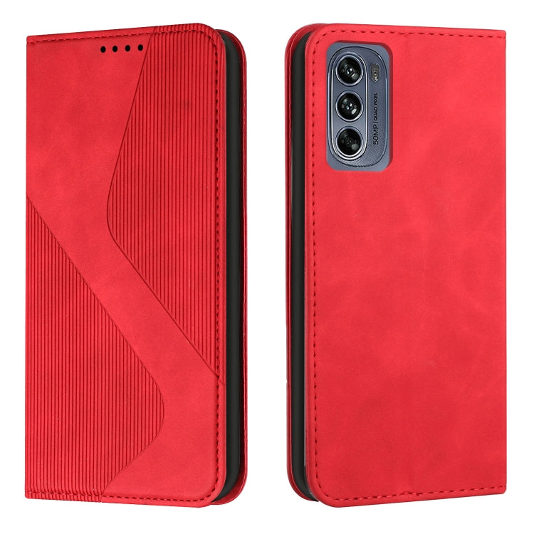 For Motorola Moto G62 5G Skin Feel Magnetic S-type Solid Color Leather Phone Case