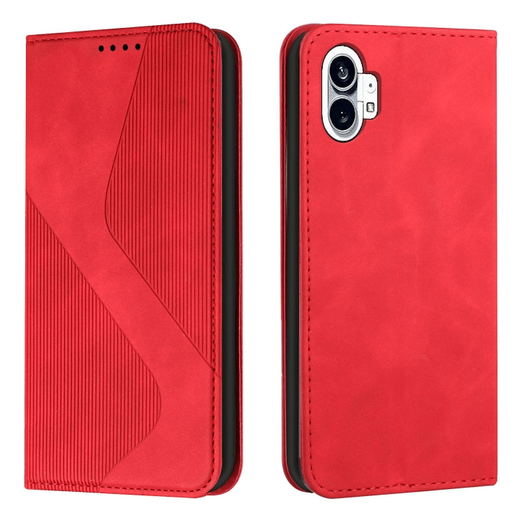 For Nothing Phone 1 Skin Feel Magnetic S-type Solid Color Leather Phone Case