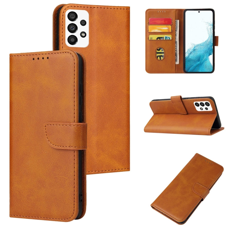 For Samsung Galaxy A73 5G Calf Texture Buckle Flip Leather Phone Case