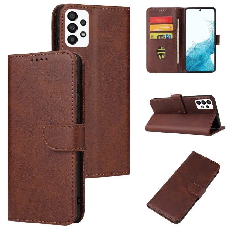 For Samsung Galaxy A73 5G Calf Texture Buckle Flip Leather Phone Case