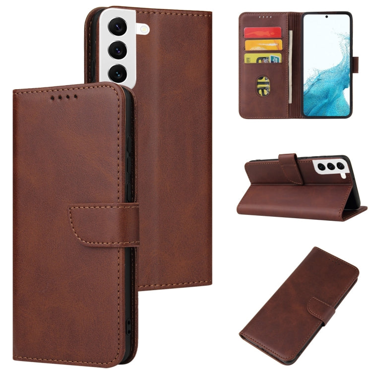 For Samsung Galaxy S22 5G Calf Texture Buckle Flip Leather Phone Case
