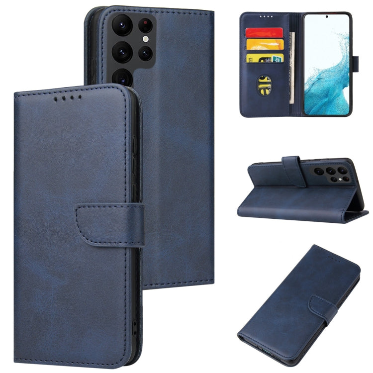 For Samsung Galaxy S22 Ultra 5G Calf Texture Buckle Flip Leather Phone Case