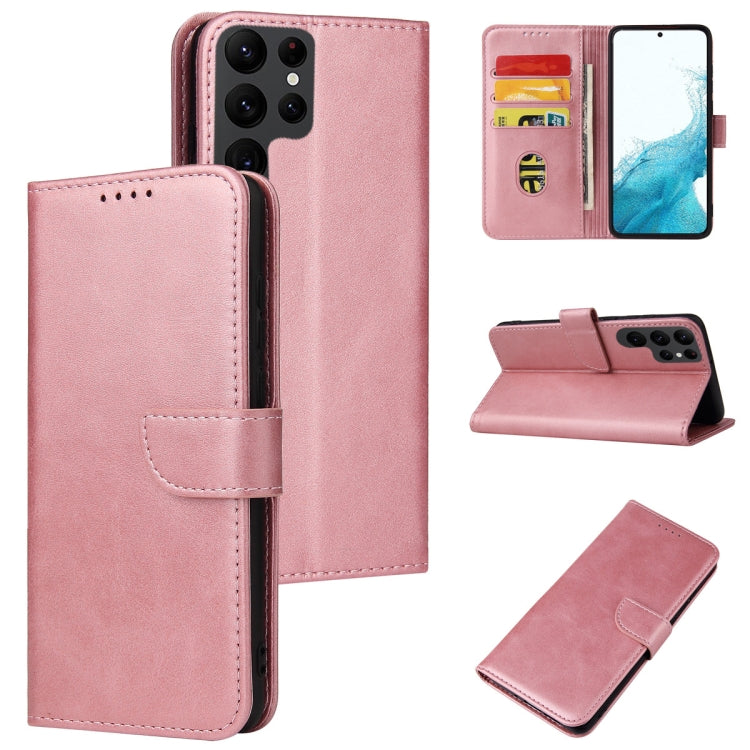 For Samsung Galaxy S22 Ultra 5G Calf Texture Buckle Flip Leather Phone Case